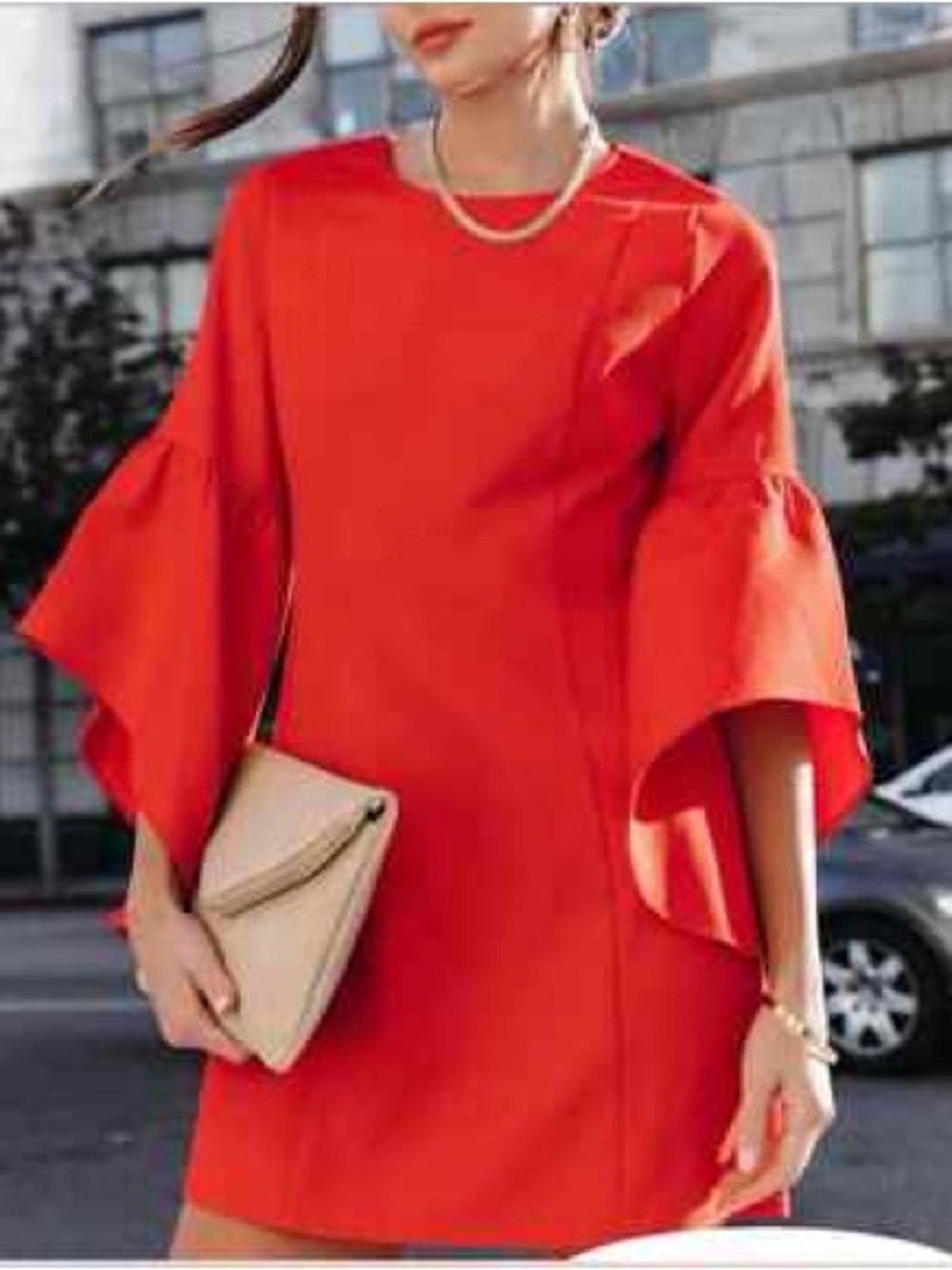 Vici Red Bell Sleeve Mini Dress